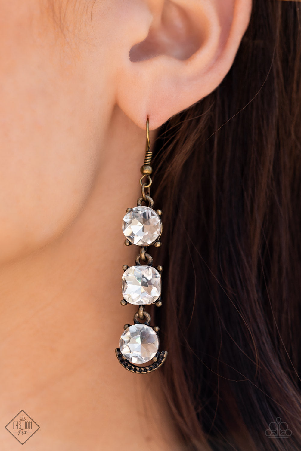 DETERMINED TO DAZZLE BRASS-EARRINGS