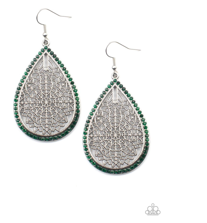 FLEUR DE FANTASY GREEN-EARRINGS